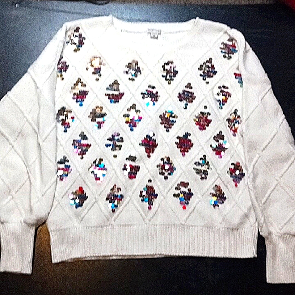 White sequin sweater